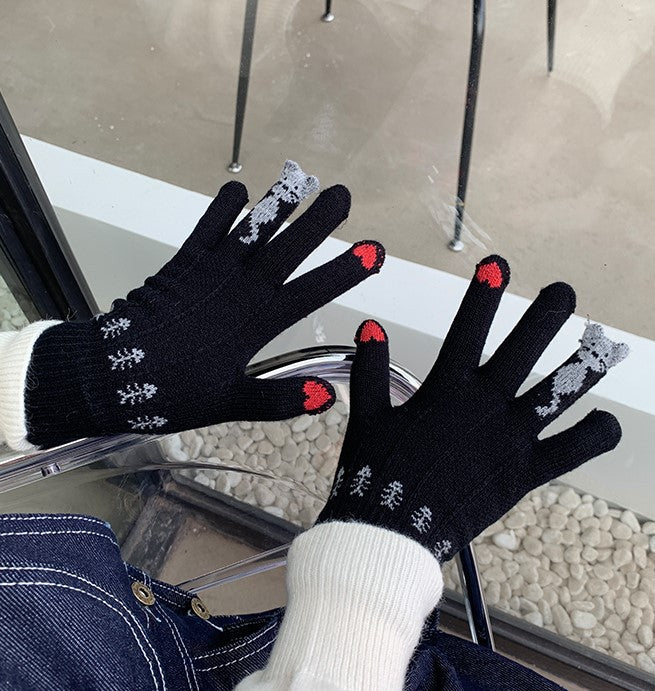 Damen Weihnachts Handschuhe Rot – Festliche Winter Fingerhandschuhe