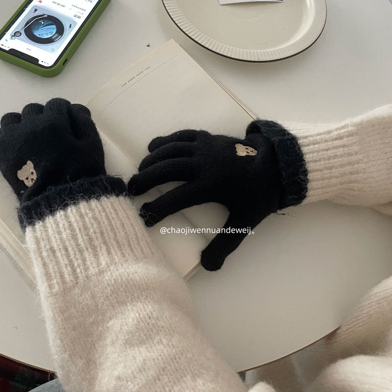 Damen Fingerlose Handschuhe mit Emoji Design – Korean Style