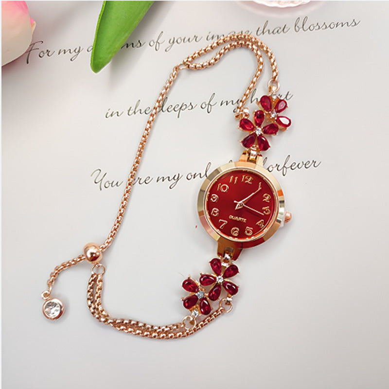 Ladies' Luxury Wristwatch, Flower Shape – Jewelry Watch with Rhinestones