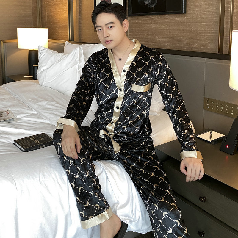 Herren Pyjama Korallenfleece Winter | Warmes Homewear Set