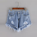 Women's Distressed Denim Shorts | Trendy Fringed Hotpants