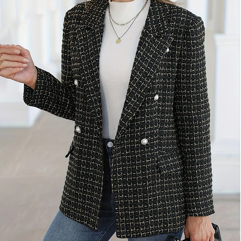 Eleganter Karierter Damen-Blazer – Tailliert & Zeitlos Stilvoll