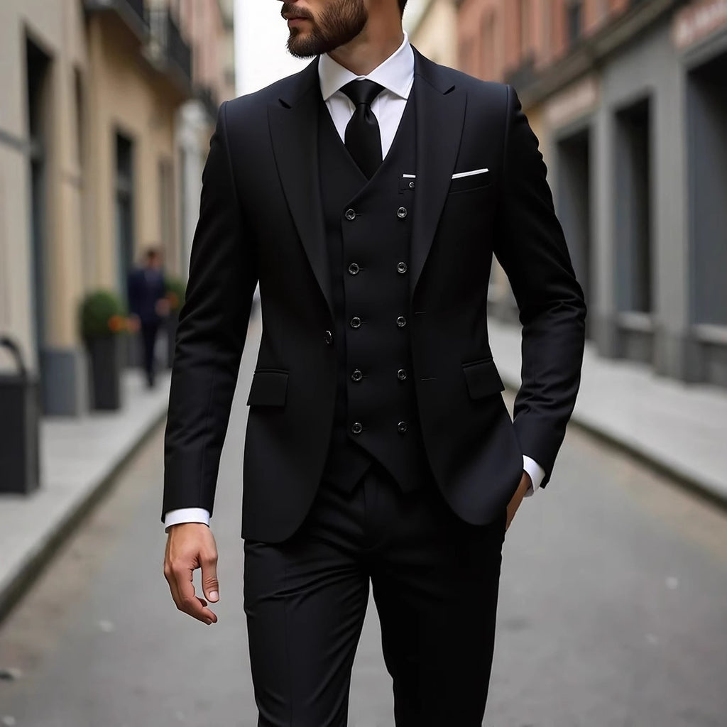 Men's Three-Piece Business Suit - Double-Breasted Premium Set