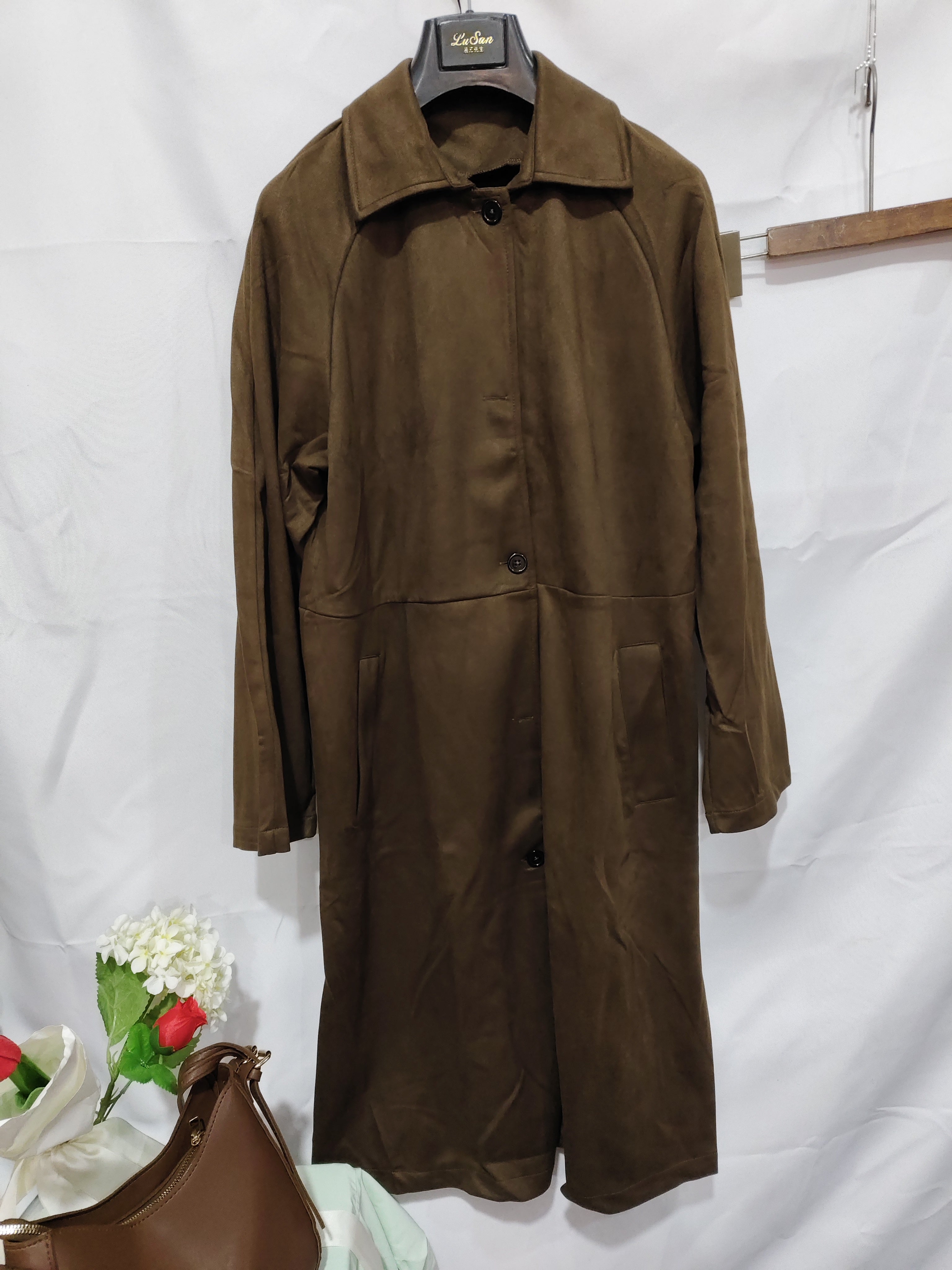 Vintage Wildledermantel Damen | Brauner Oversize Mantel