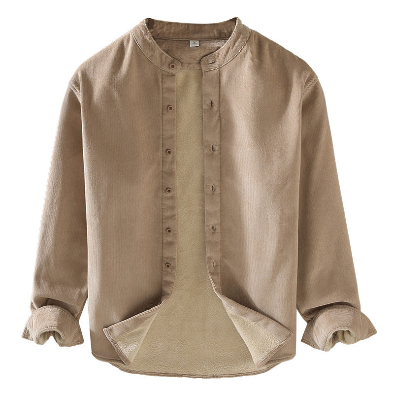 Men's Corduroy Shirt Jacket | Lined Warm Stand Collar Winter