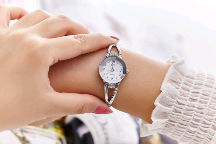 Damen-Studentenarmbanduhr aus Stahl, wasserdicht, Quarz, elektronisch, modisch