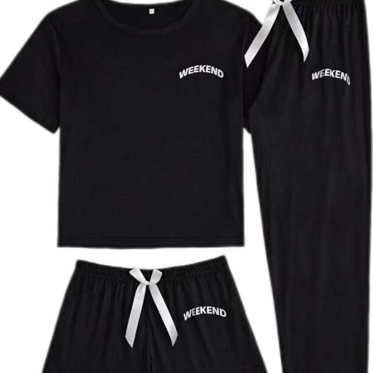 Black Women's Pajama Set | 3-piece Modern Homewear