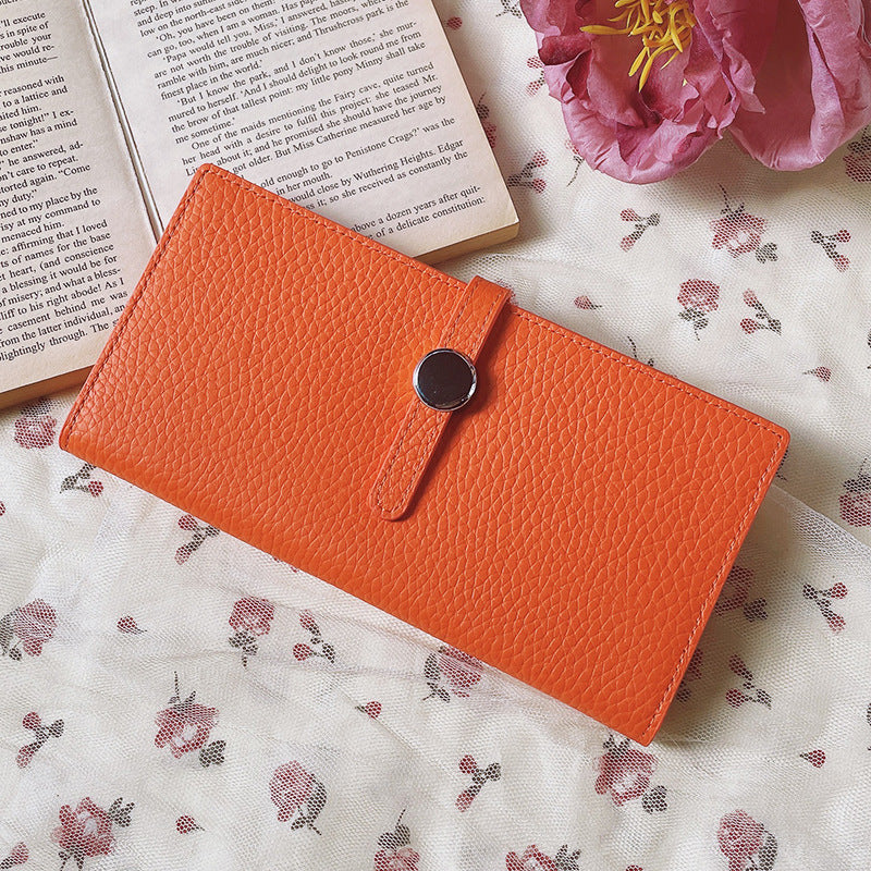 Genuine Leather Women's Wallets Luxury Long Hasp Litchi Pattern Coin Purses