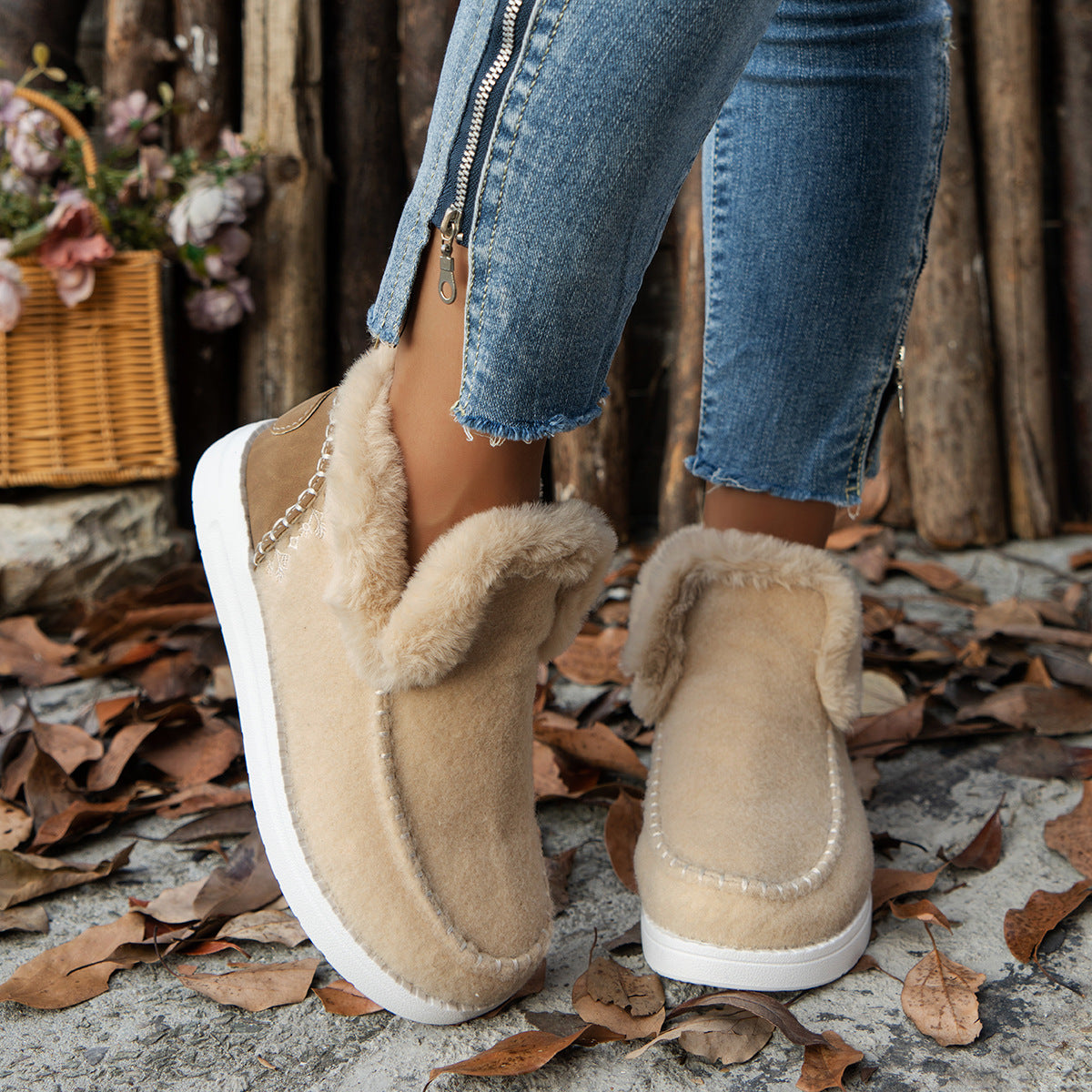Women's Winter Lined Shoes | Warm Fleece Slip-On Comfortable