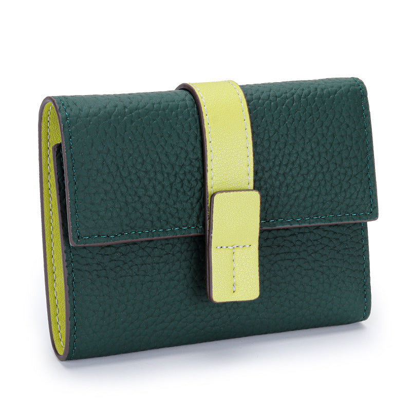 Women's Leather Wallet Short – Color Block Elegant Purse