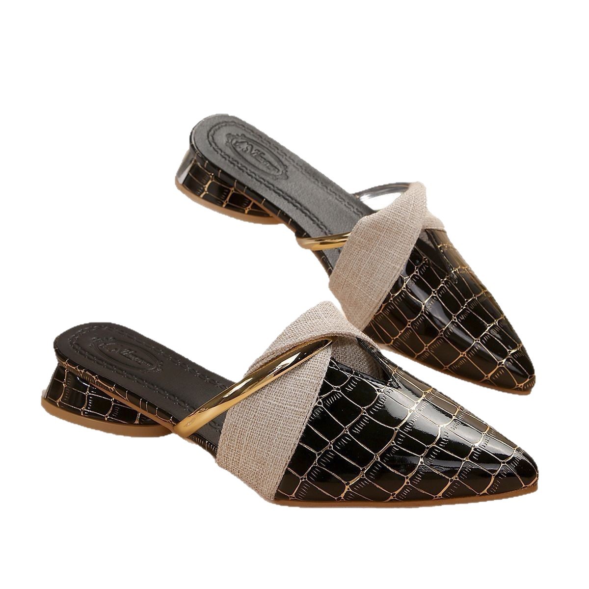 Women's Pointed Toe Mules – Elegant Low Heel Outdoor Slippers