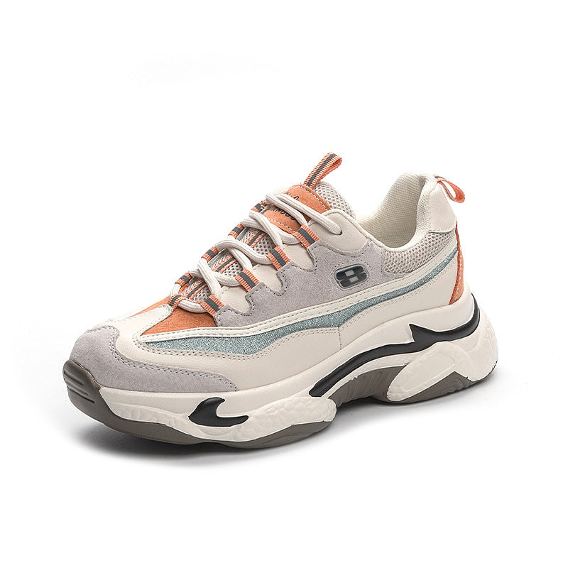 Retro Damen Plateau Sneaker Echtleder | Bequeme Freizeitschuhe