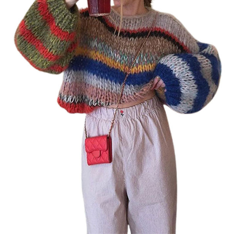 Damen Oversize Streifenpullover | Moderner Colorblock Look