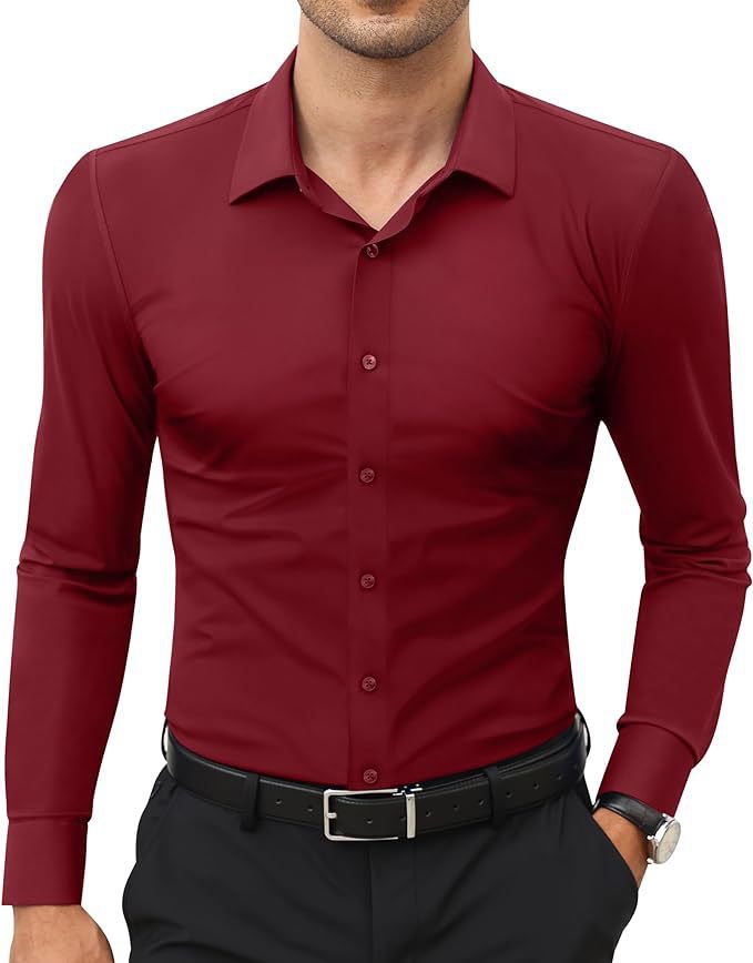 Men's Slim Fit Shirt | Business Work Shirt Plain Elegant