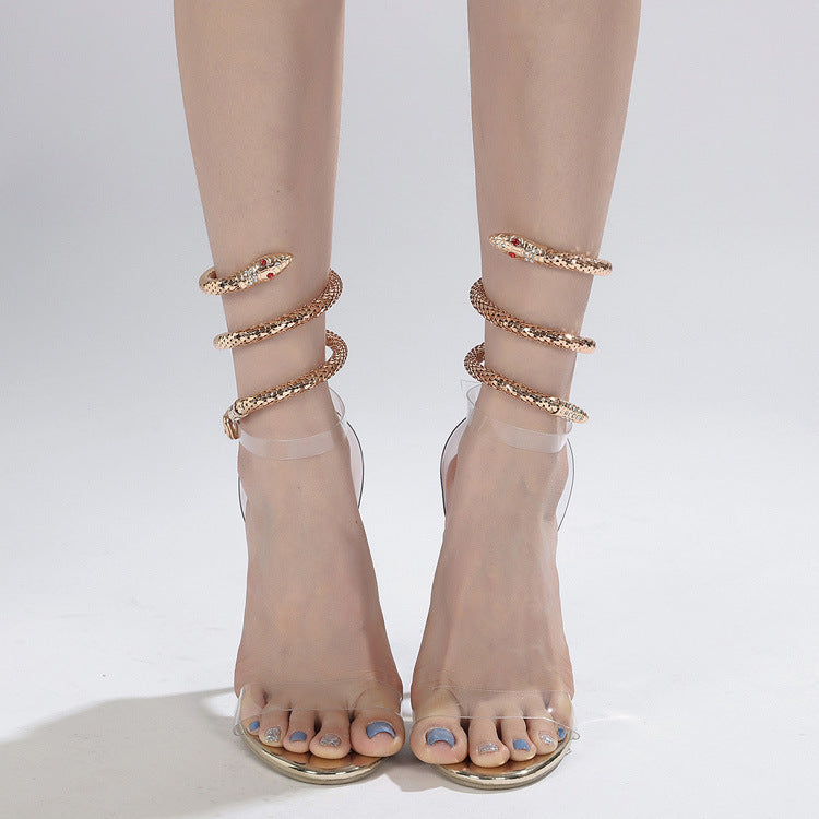 Rhinestone High Heel Sandals for Women | Transparent Stiletto Shoes
