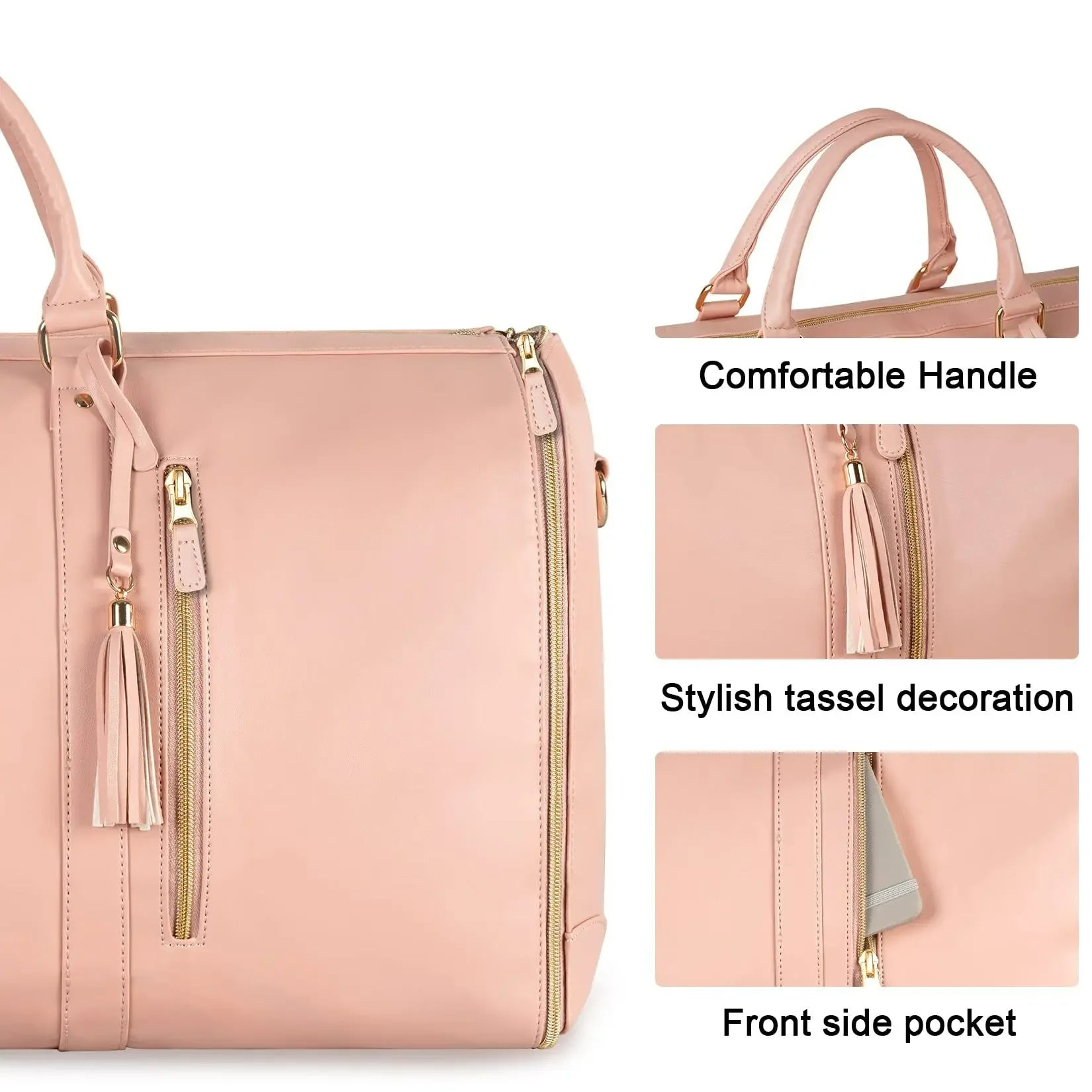 Women's Travel Bag PU Leather Foldable Large Carry-on Elegant