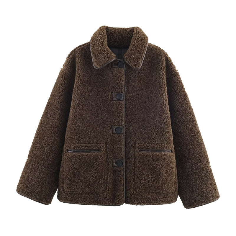 Women's Reversible Leather & Fur Jacket – Stylish & Cozy Warm Winter Coat