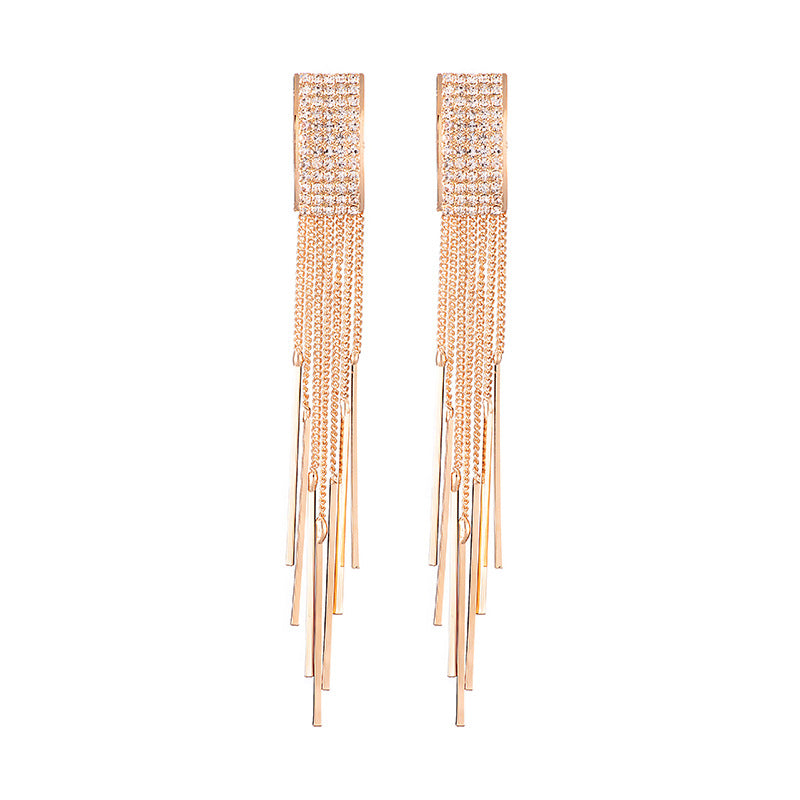 Long Crystal Tassel Earrings – Glamorous Dangle Earrings for Women