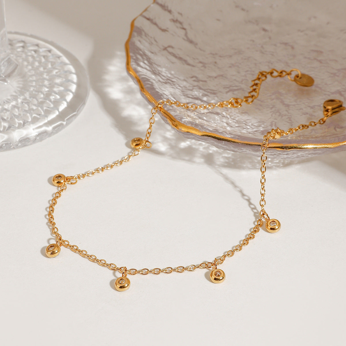 Stainless Steel Zirconia Anklet for Women - Elegant & Versatile