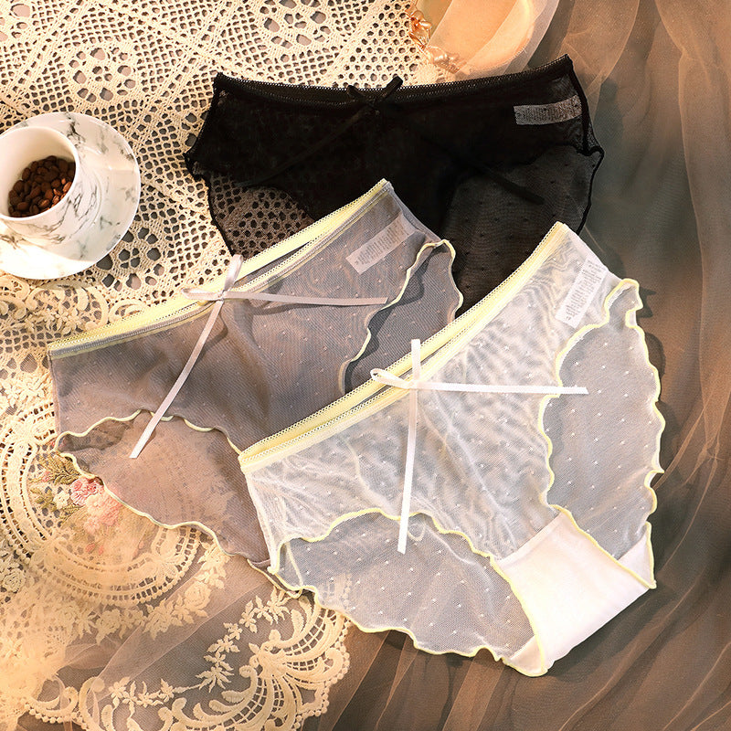 Women's Transparent Briefs with Lace & Bow – Elegant, playful & sexy