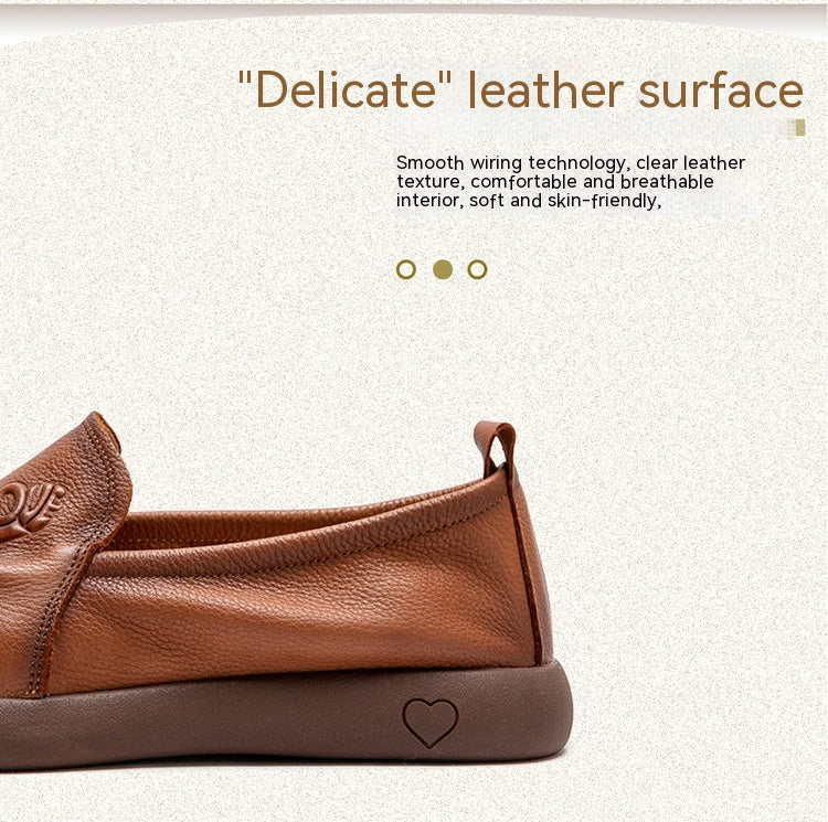 Damen Leder Loafer Retro | Komfort Slip-On Frühling Schuhe
