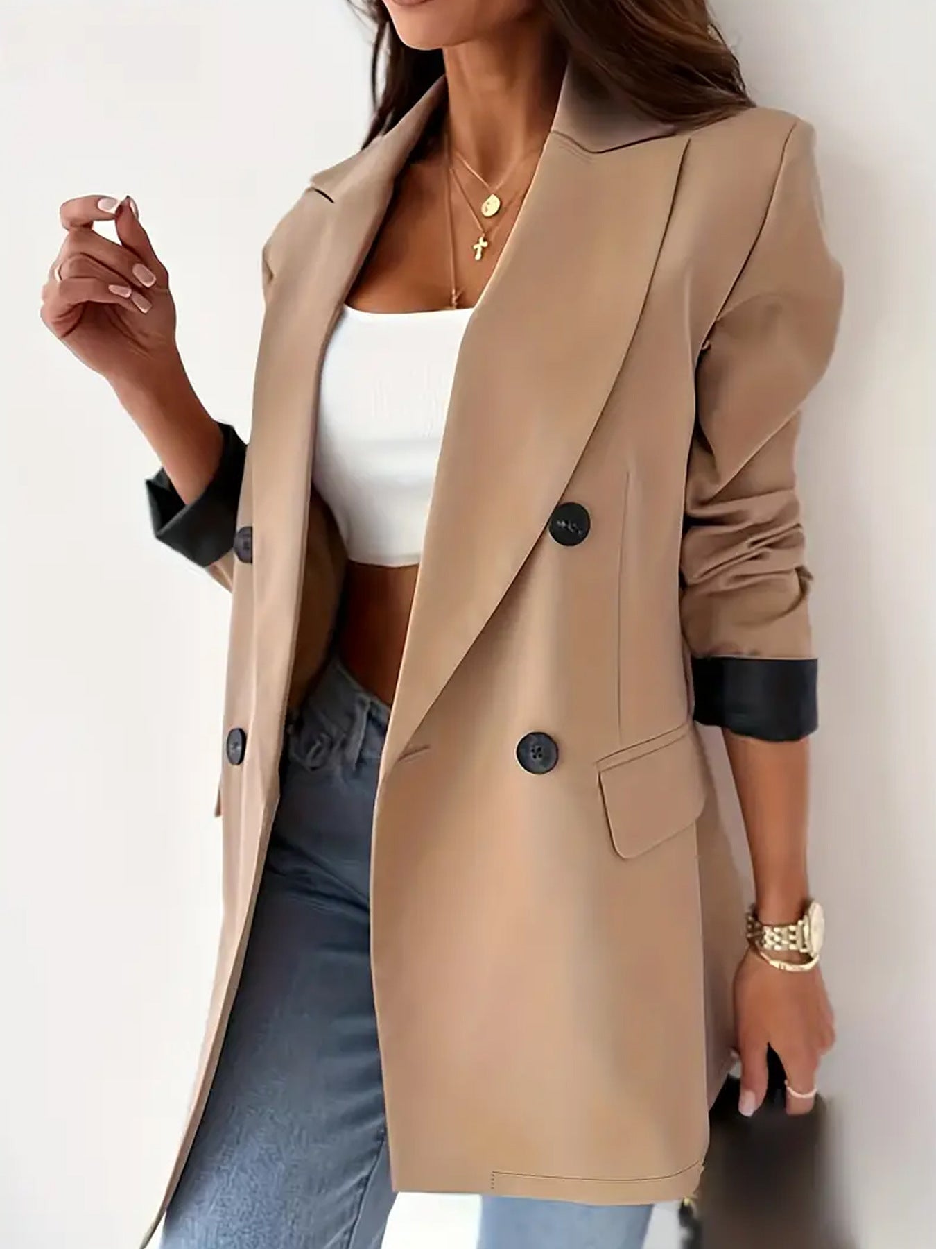 Damen Blazer Beige – Lockerer Schnitt, Casual & Zeitlos Elegant