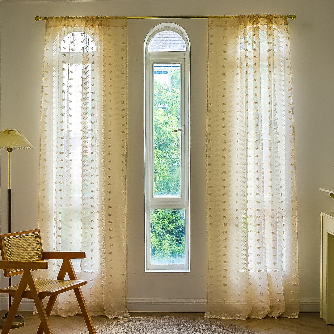 Boho Embroidered Curtain | floral textured elegant modern