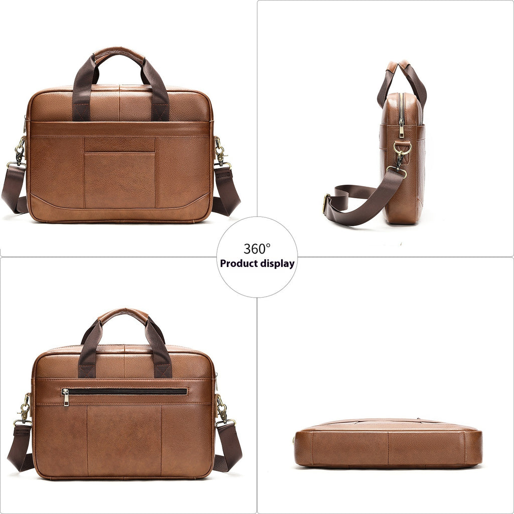Men's Leather Business Shoulder Bag Laptop Briefcase - Premium Document Bag