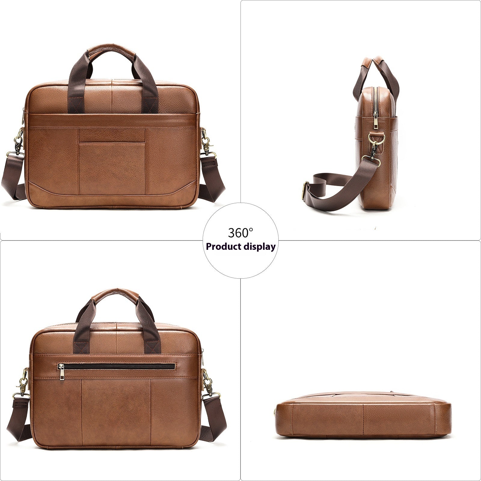 Men's Leather Business Shoulder Bag Laptop Briefcase - Premium Document Bag
