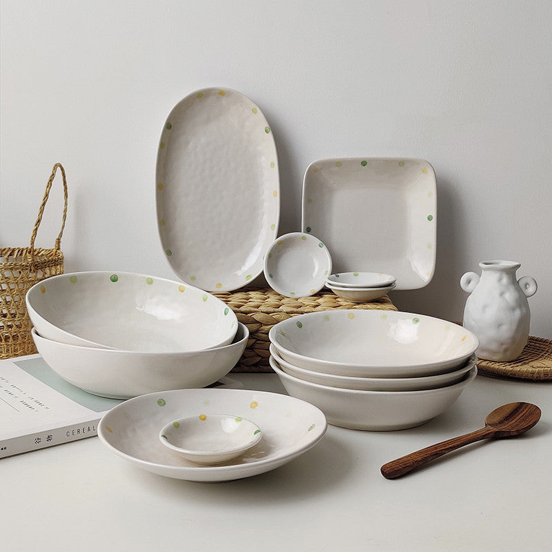 Keramik Teller Set oval | Frühstück Dessert Teller modern Design