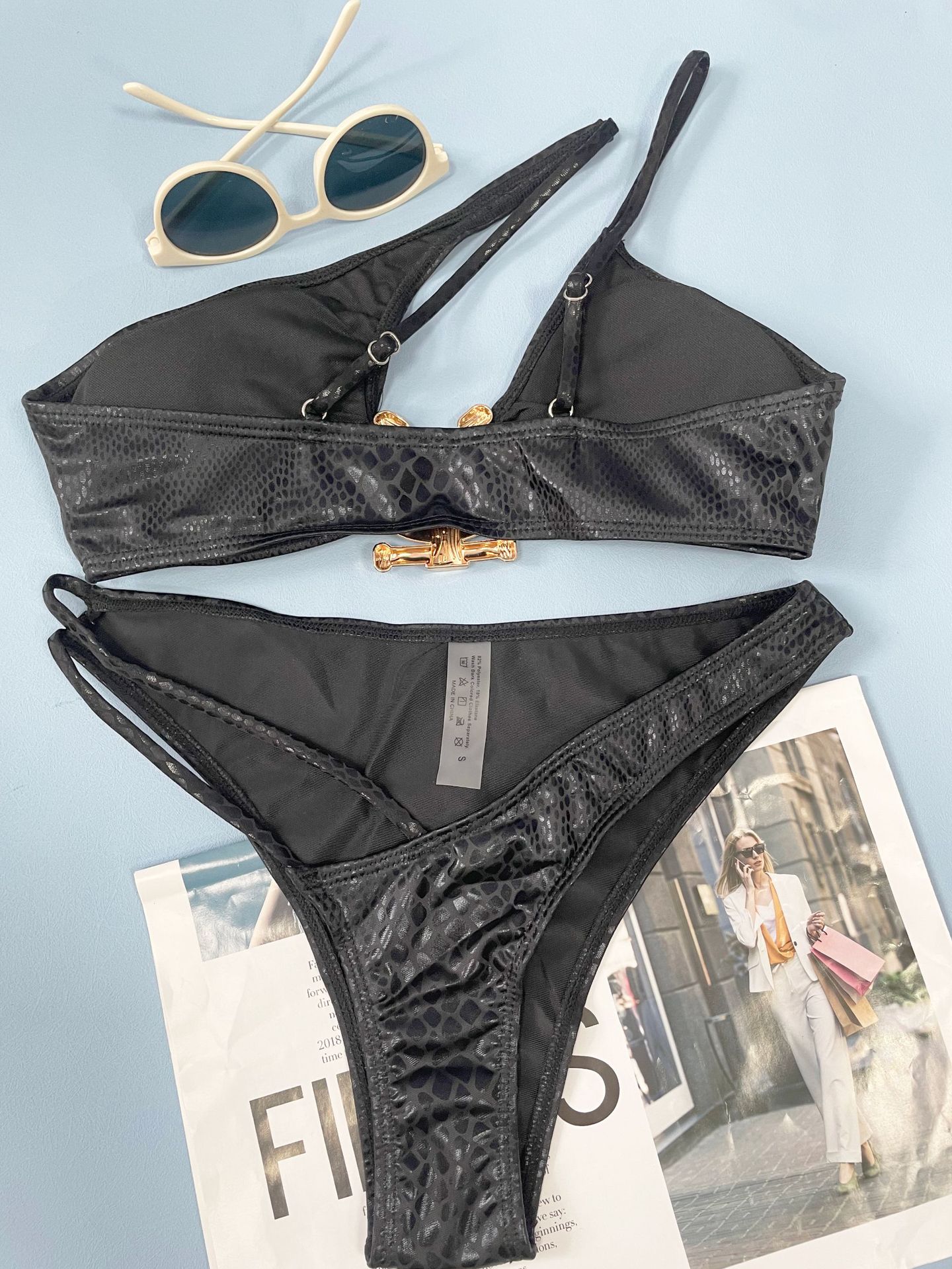 Damen Schlangenmuster Bikini | Sexy Dreiteiler Swimwear