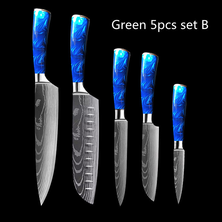 Chef Knife 8 Inch | Kitchen Knife Blue Resin Handle Stainless Steel