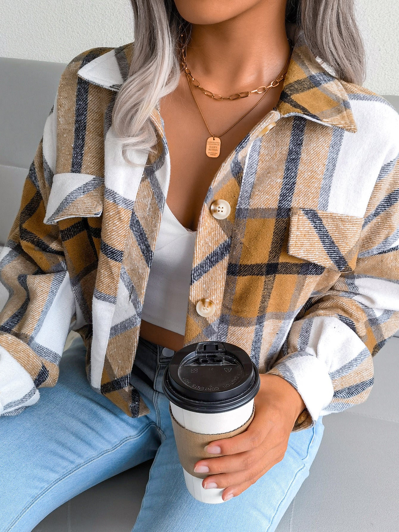 Checked Women's Wool Coat | Elegant Winter Jacket with Style