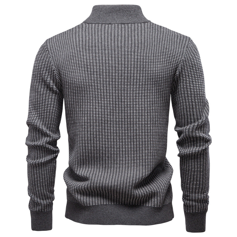 Men's Thermal Half-Zip Pullover – Stand-Up Collar Casual Sweater