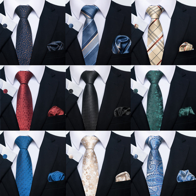 Men's Tie Set Business Scarf Cufflinks Elegant