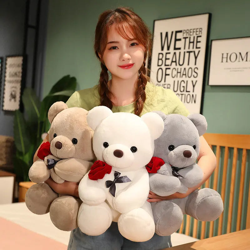 Teddy Bear with Roses | Plush Gift Valentine's Day Cushion