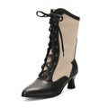 Women's Over-the-Knee Boots Pointed Toe - Color Block Lace-Up Boots