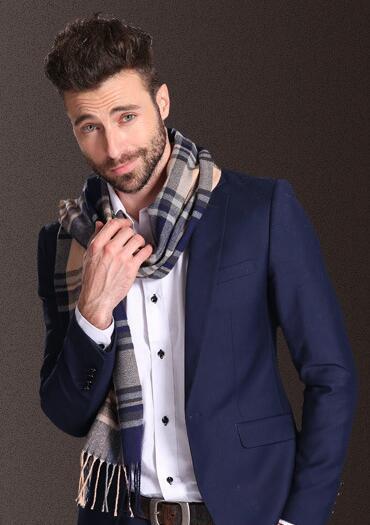 Men's Scarf Tartan Warm Winter Elegant European Style