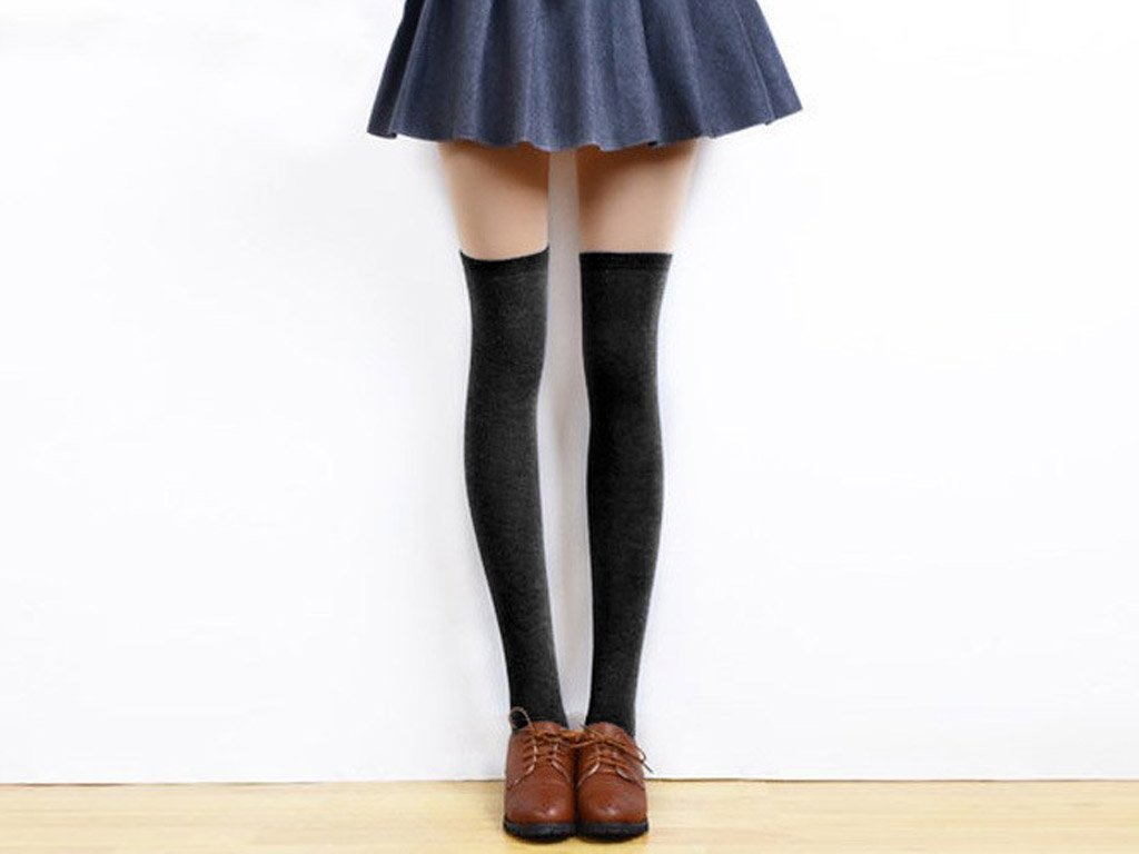 Damen Overknee Streifen Socken – College Style Japan Look