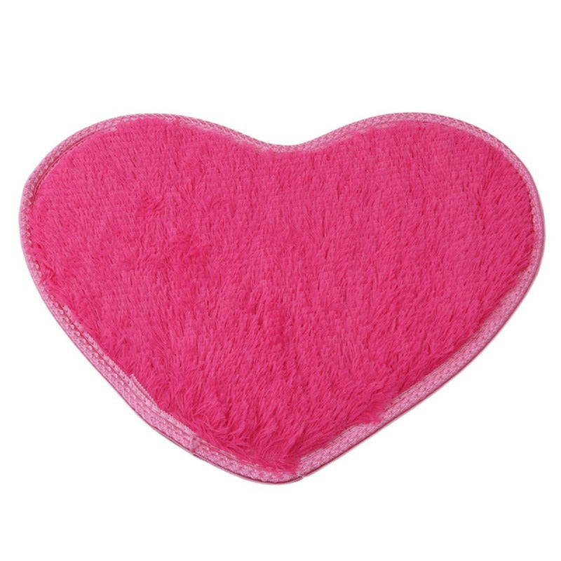 Heart Rug Bedroom | Fluffy Silk Wool Doormat