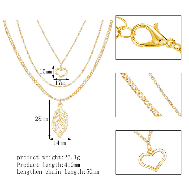 3-Piece Set of Layered Leaf Necklaces – Elegant Women's Jewelry in a Trendy Design