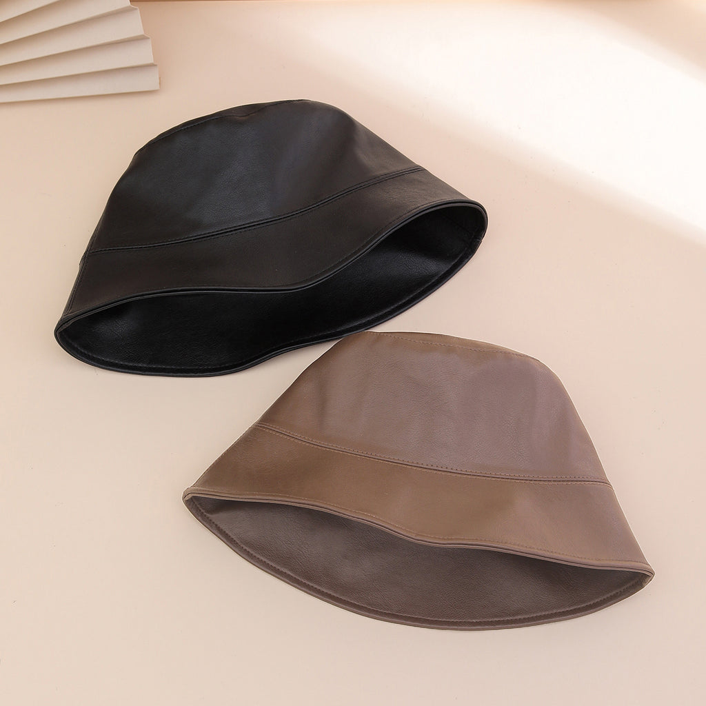 Retro PU Leather Fisherman's Hat – Stylish Women's Bucket Hat