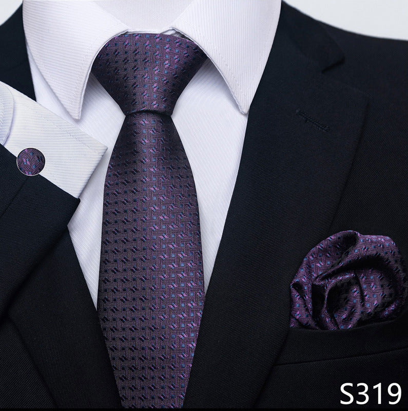 Men's Tie Set Business Scarf Cufflinks Elegant