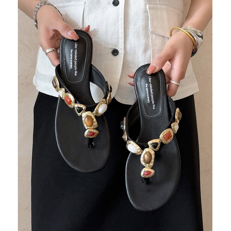 Handgefertigte Leder Sandalen | Damen Zehentrenner Boho Style