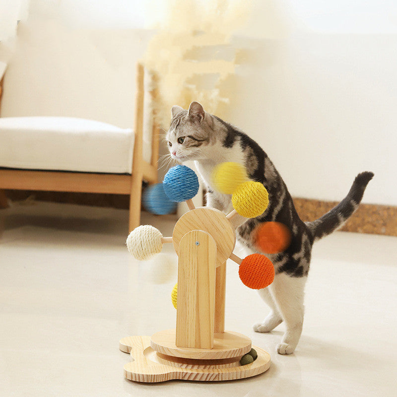 Cat Scratching Board Wood | Sisal Turntable Scratch Toy Stable