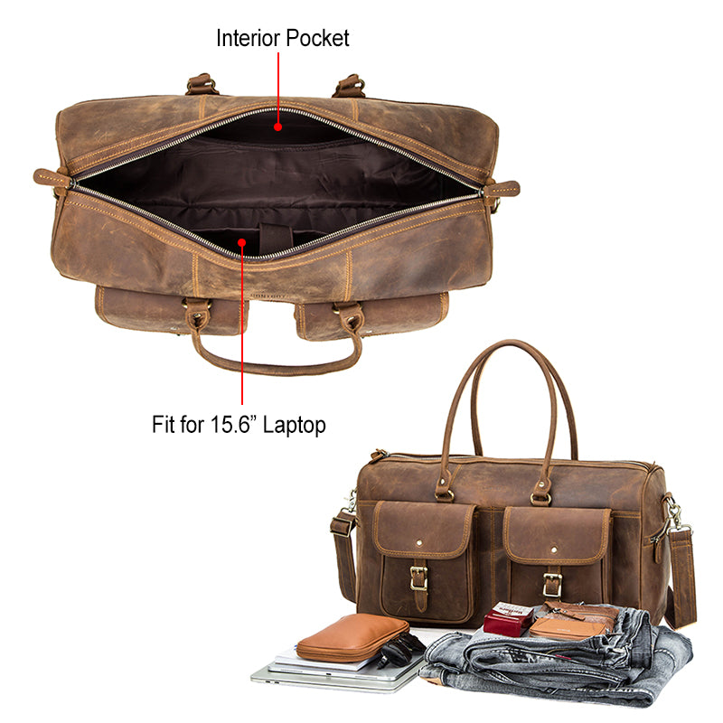 Retro Leather Travel Bag XL - Crazy Horse Cowhide Weekender