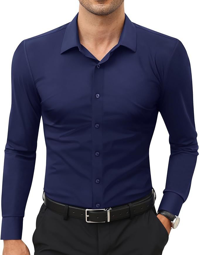 Men's Slim Fit Shirt | Business Work Shirt Plain Elegant