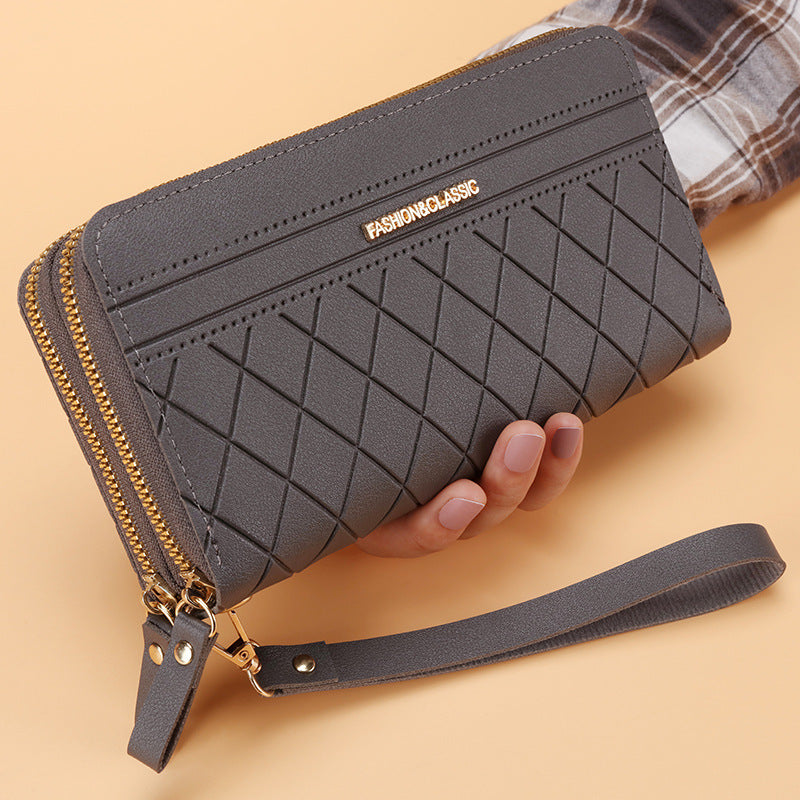 Women's long wallet, many card slots, double zipper, elegant