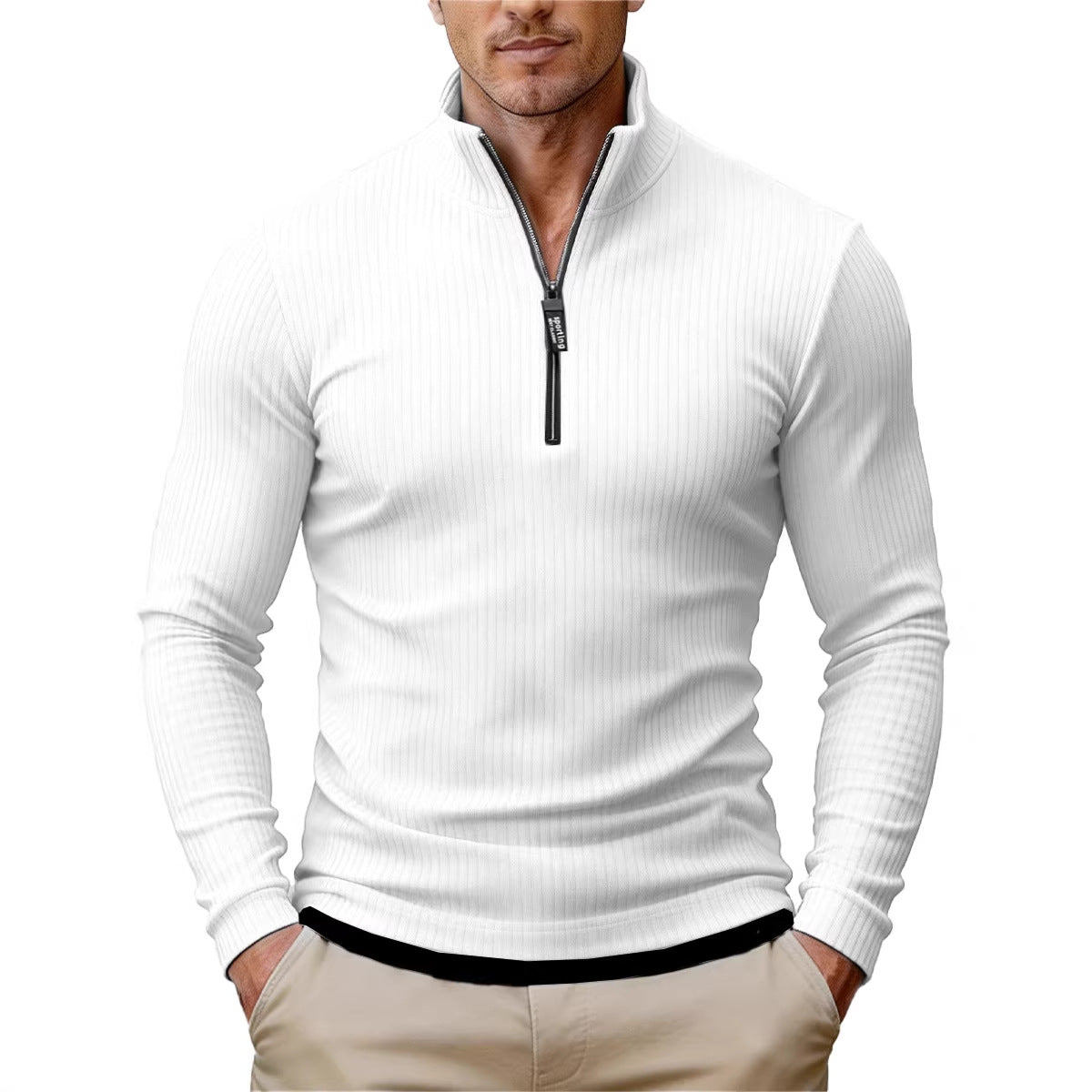 Men's Retro Half-Zip Knitted Sweater – Stand-Up Collar Sweater