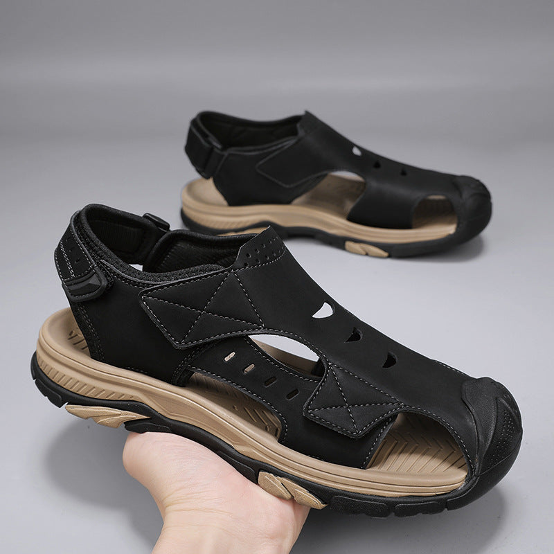 Men's XXL Leather Sandals Breathable Comfort Beach Shoes